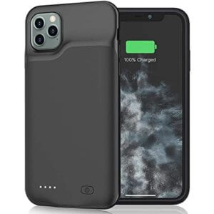 iPhone 12 Pro Max Portable Soft Rubber Slim Protective Charging Case 5500mAh (BLACK)